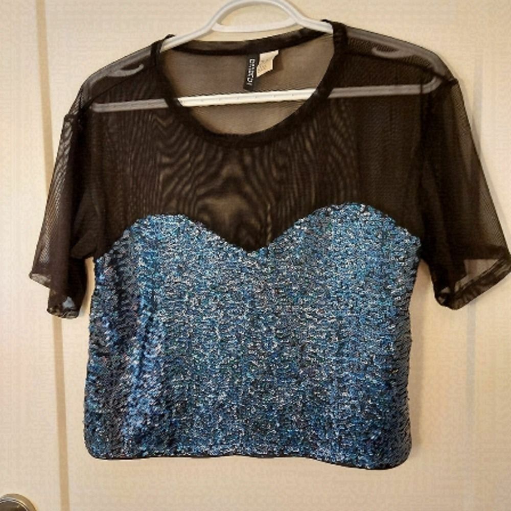 DIVIDED sequin and sheer top
